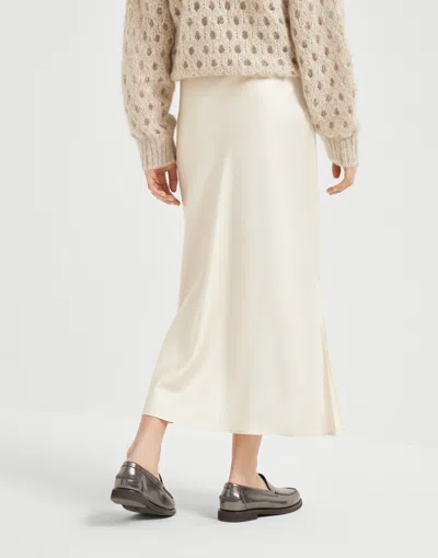 Brunello Cucinelli Side-split Midi Skirt In Neutral
