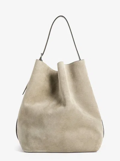 Totême Suede Belted Tote Shoulder Bag In Sand