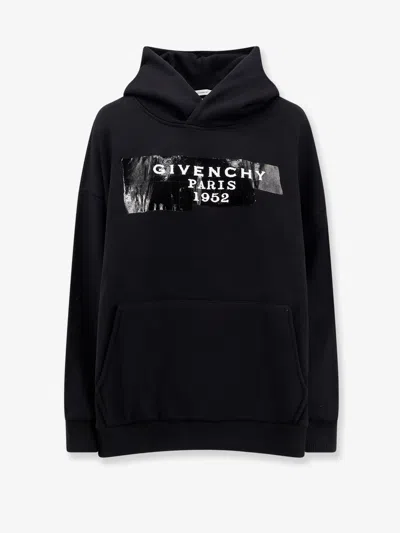 Givenchy Hooded Cotton Sweatshirt Featuring Kangaroo Pocket In Black