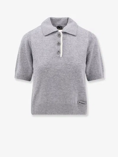 Pinko Gorgona Wool And Cashmere Polo Sweater In Gray