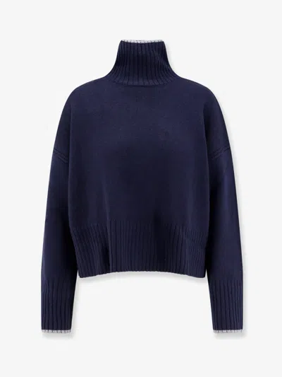 Pinko Falkland Wool And Cashmere Turtleneck Sweater In Blue