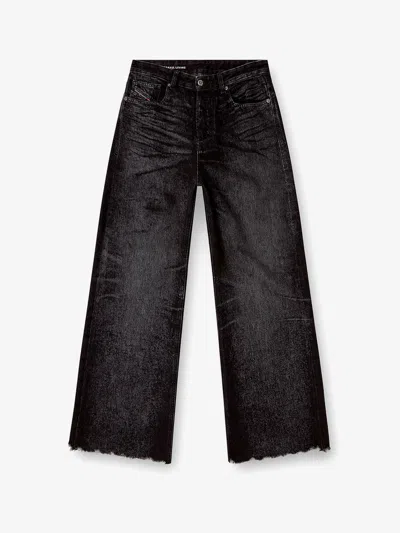 Diesel Jeans Dalla Gamba Ampia In Denim Nero  Donna In Black