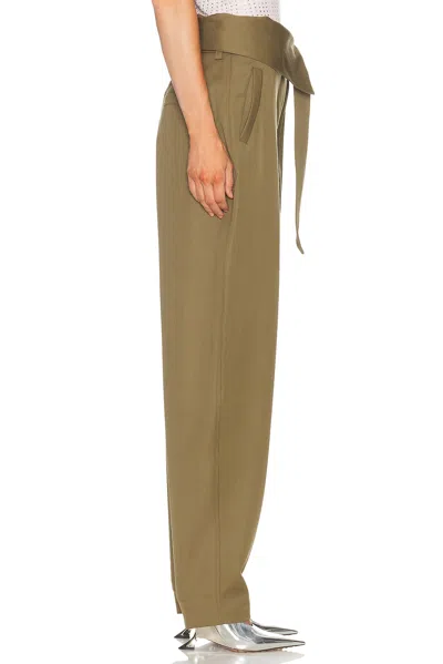 Attico Folded Waist Long Pant In Green