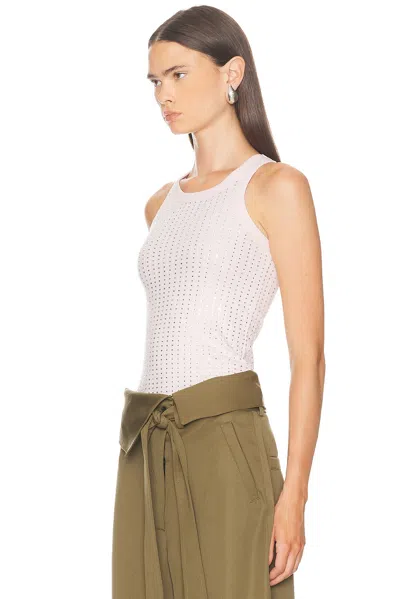 Attico White Tank Top With Rhinestones In Grey