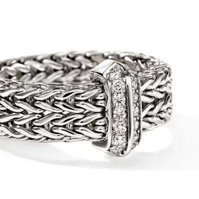 John Hardy Icon Link Bar Ring, Sterling Silver, Diamonds, 6mm
