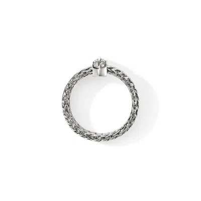 John Hardy Icon Link Bar Ring, Sterling Silver, Diamonds, 6mm