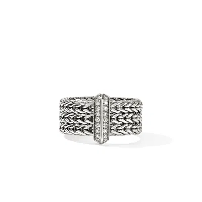 John Hardy Sterling Silver Icon Diamond Weave Ring