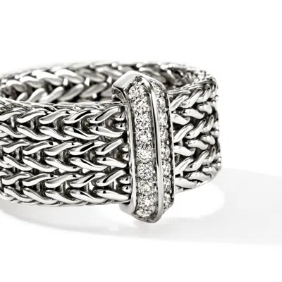 John Hardy Sterling Silver Icon Diamond Weave Ring