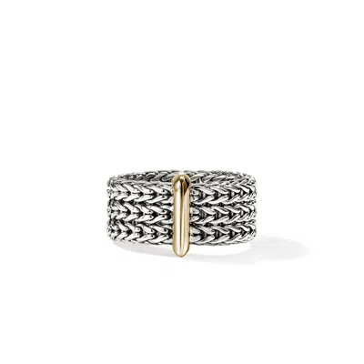 John Hardy Icon Link Bar Ring, Sterling Silver, Gold, 9mm
