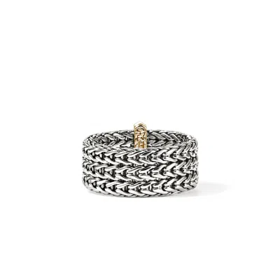 John Hardy Icon Link Bar Ring, Sterling Silver, Gold, 9mm