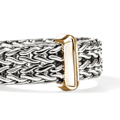 John Hardy Icon Link Bar Ring, Sterling Silver, Gold, 6mm