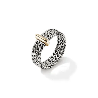 John Hardy Icon Link Bar Ring, Sterling Silver, Gold, 6mm