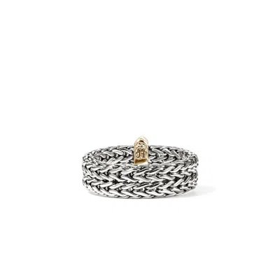 John Hardy Icon Link Bar Ring, Sterling Silver, Gold, 6mm