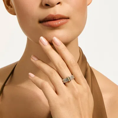 John Hardy Icon Link Bar Ring, Sterling Silver, Gold, 6mm