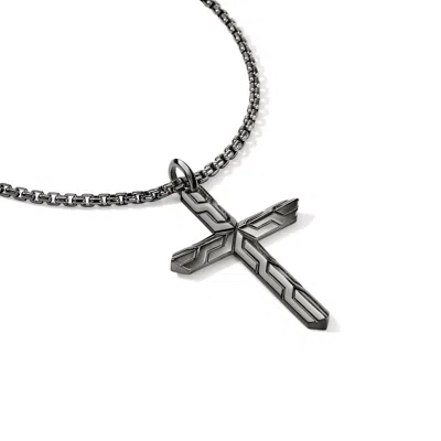 John Hardy Icon 50 Cross Pendant Necklace, Dark Silver