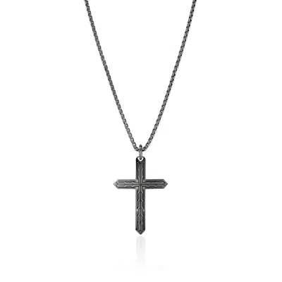 John Hardy Icon 50 Cross Pendant Necklace, Dark Silver