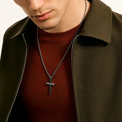 John Hardy Icon 50 Cross Pendant Necklace, Dark Silver