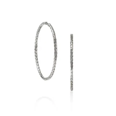 John Hardy Jh Essential Flex Hoop Earrings, Sterling Silver, 50mm