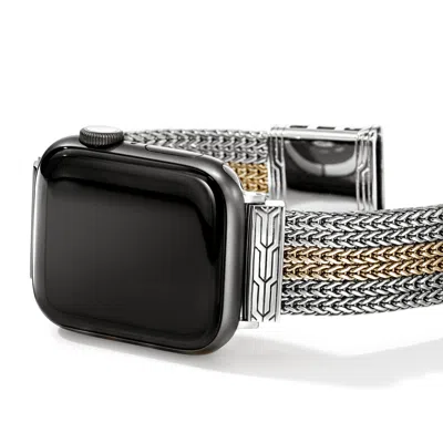 John Hardy Smart Watch Strap, Gold, Sterling Silver, 18mm In Black