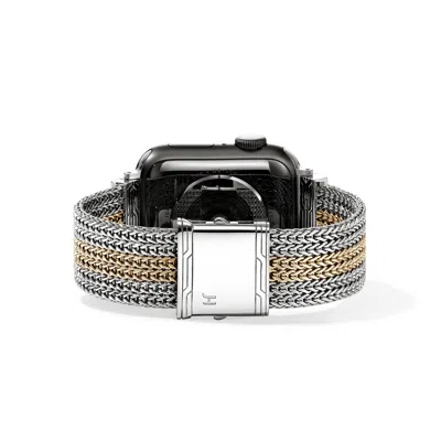John Hardy Smart Watch Strap, Gold, Sterling Silver, 18mm In Black