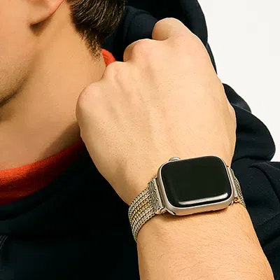 John Hardy Smart Watch Strap, Gold, Sterling Silver, 18mm In Black
