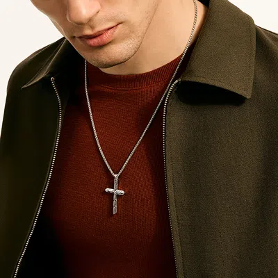John Hardy Icon 50 Cross Pendant Necklace, Sterling Silver In Metallic