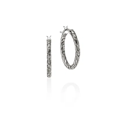 John Hardy Sterling Silver Jh Essentials Chain Motif Hoop Earrings In Metallic