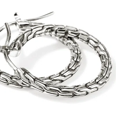 John Hardy Sterling Silver Jh Essentials Chain Motif Hoop Earrings In Metallic