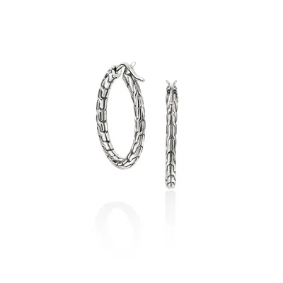 John Hardy Sterling Silver Jh Essentials Chain Motif Hoop Earrings In Metallic