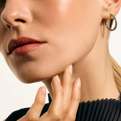 John Hardy Sterling Silver Jh Essentials Chain Motif Hoop Earrings In Metallic