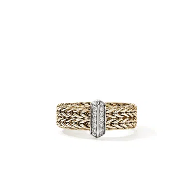 John Hardy 14k Yellow Gold Diamond Icon Link Ring