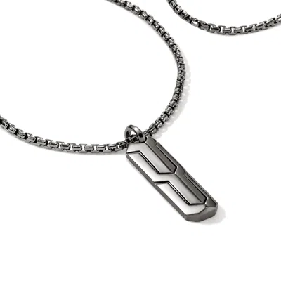 John Hardy Icon 50 Tag Pendant Necklace, Dark Silver In Gray