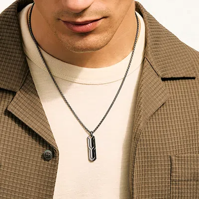 John Hardy Icon 50 Tag Pendant Necklace, Dark Silver In Gray