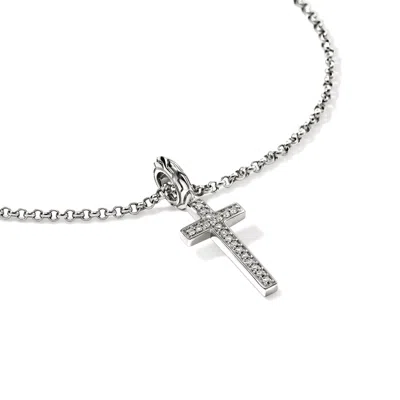 John Hardy Jh Essential Cross Necklace, Sterling Silver, Diamonds