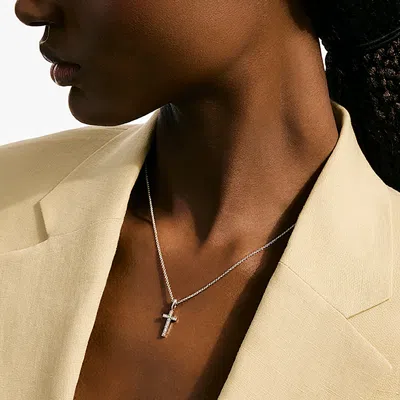 John Hardy Jh Essential Cross Necklace, Sterling Silver, Diamonds