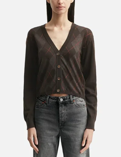 Our Legacy Argyle Pattern Long Sleeve Knitwear Top In Brown
