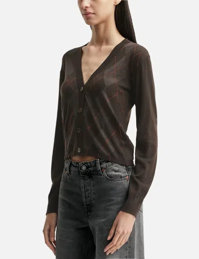 Our Legacy Argyle Pattern Long Sleeve Knitwear Top In Brown