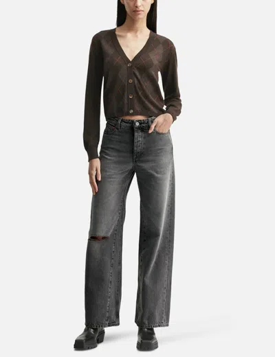 Our Legacy Distressed Wide-leg Jeans With Faded Black Wash In Gray