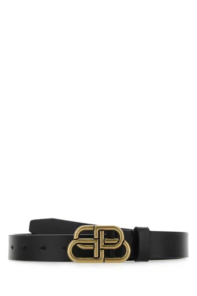 Balenciaga Women Black Leather Bb Belt In Black