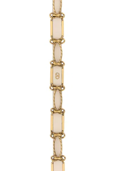 Valentino Chain Design Leather And Metal Belt In Brown
