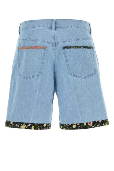 Valentino Tailored Shorts With Floral Trim And Pockets In Blue