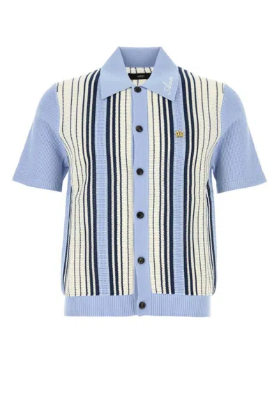 Amiri Script Stripe Viscose Shirt In Blue