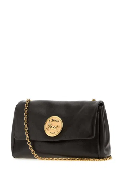 Chloé Black Leather Heritage Shoulder Bag In Black