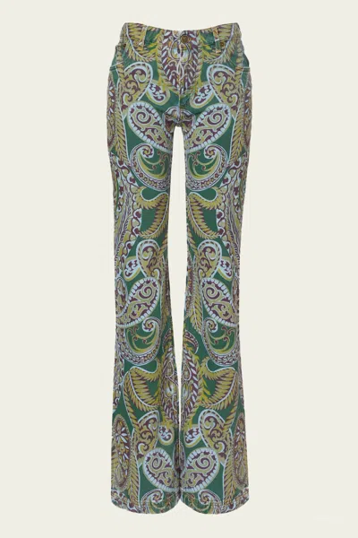 Etro Paisley Print Denim Pants In Multi