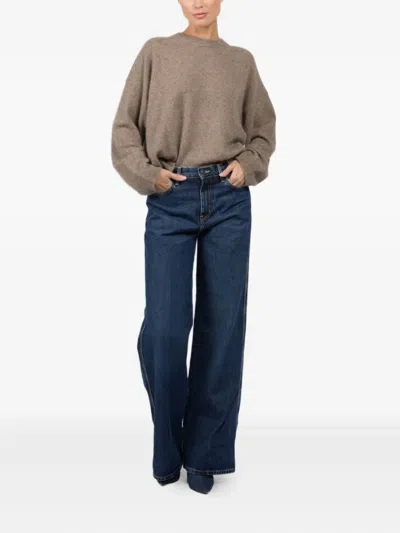 Frame Womens Spencer The Cuffed Wide-leg Denim Jeans In Blue