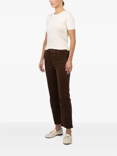 Frame Le Sleek Corduroy Ankle Straight Leg Pants In Brown