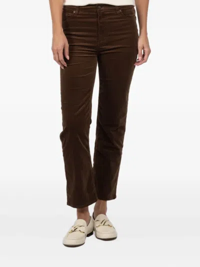 Frame Le Sleek Corduroy Ankle Straight Leg Pants In Brown