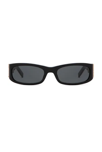 Saint Laurent Cassandre Rectangular Sunglasses In Black