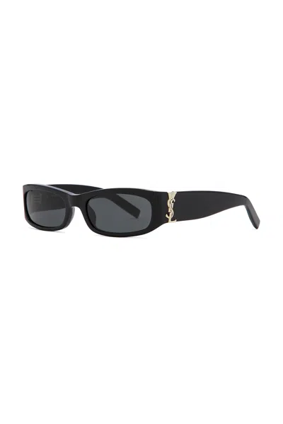 Saint Laurent Cassandre Rectangular Sunglasses In Black