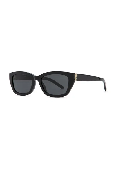 Saint Laurent Ysl 55mm Rectangular Acetate Sunglasses In Black